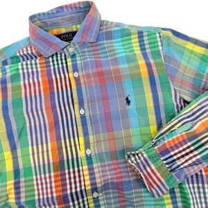 Ralph Lauren Boys Plaid Long Sleeve Button Down Size Medium